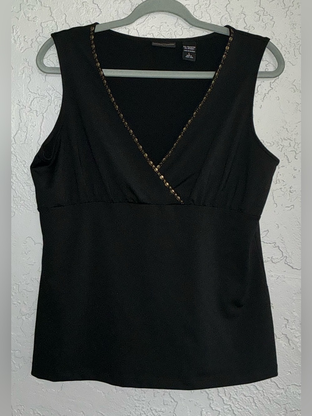 New York & Company Embellished V-Neck Sleeveless Top